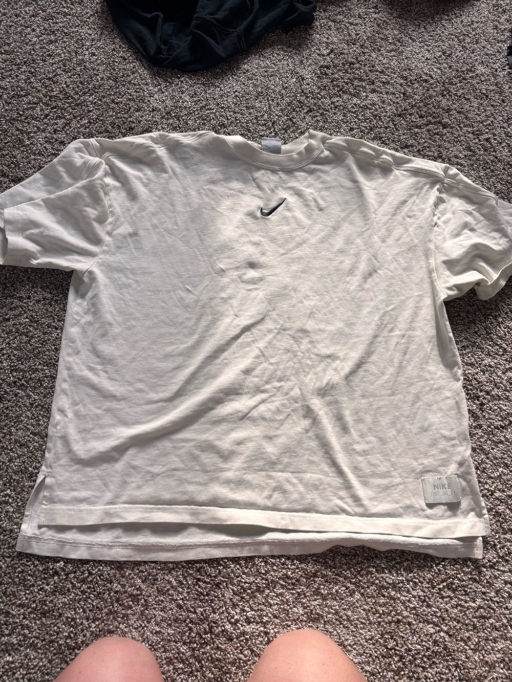 Nike White Short-Sleeve Crewneck T-Shirt with Black Swoosh